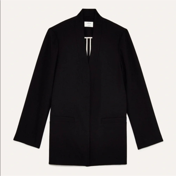 Aritzia Wilfred Solaina Blazer Black Open Pockets Long Sleeve Jacket Coat Size M - Picture 3 of 8